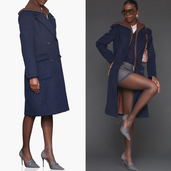 Avec Les Filles double breasted coat with cardigan dickie - Picture 2 of 16